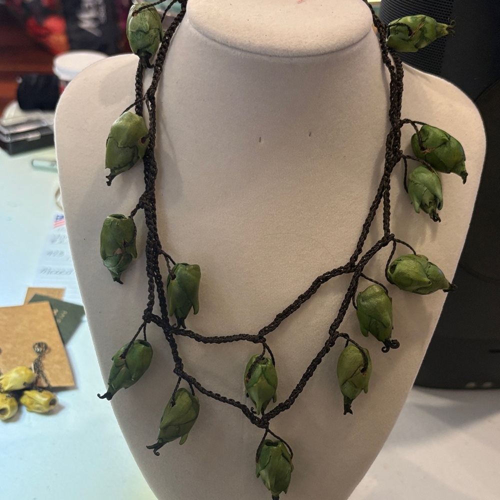 Maria Oiticica Green Leaf Necklace